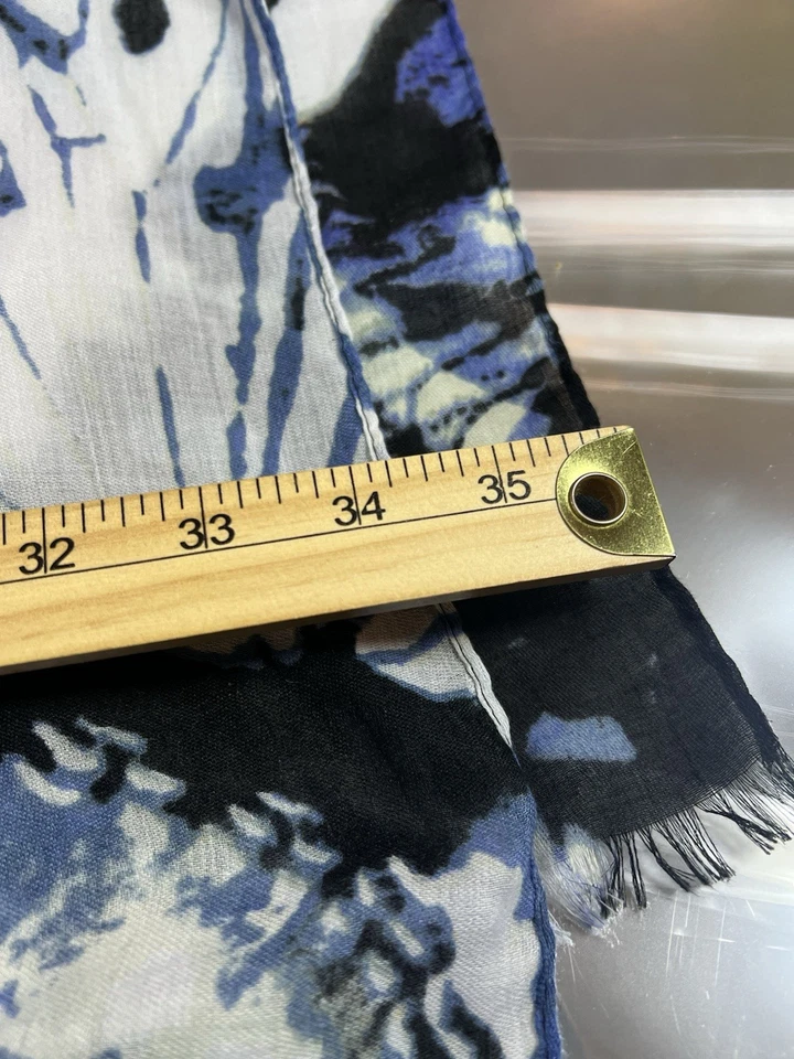 Simply Noelle Polyester Soft Blue Black Geometric Pattern Boho Bohemian Scarf - Image 3 of 4