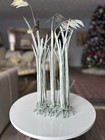 Mid Cent Modernist Bronze Verdigris Cattails and Grasses Kinetic Art Sculpture — photo 1