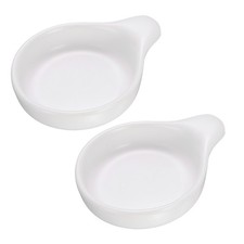 2Pcs Ceramic Dipping Sauce Bowls, 4oz Soy Sauce Dish with Handle, White
