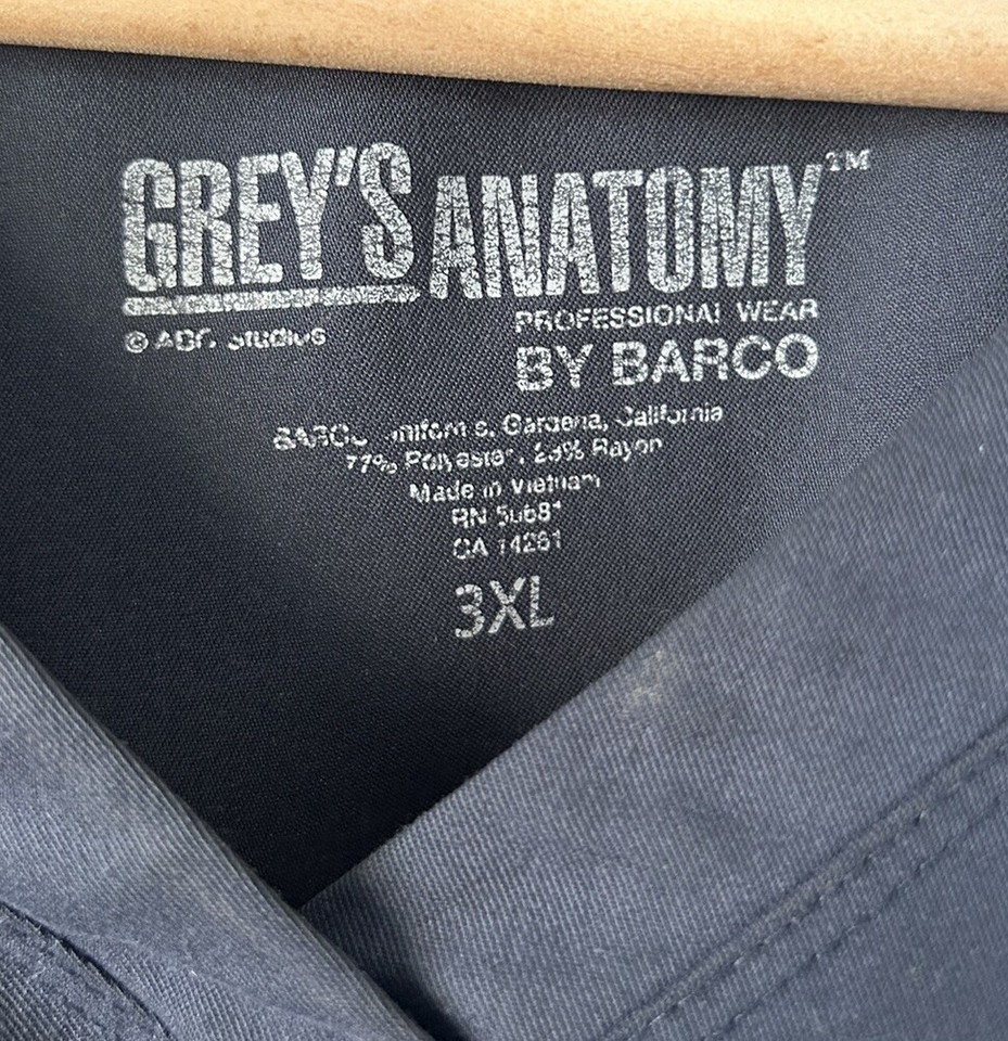 Grey's Anatomy by Barco Vneck Grey Scrub Medical Top Size 3XL eBay