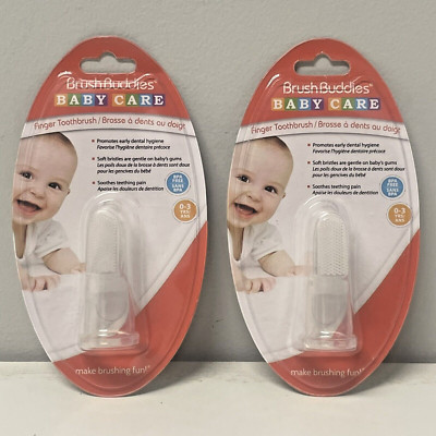 Lot of (2) Brush Buddies Baby Care Infant Finger Toothbrush BPA Free 0-3 YR NIP