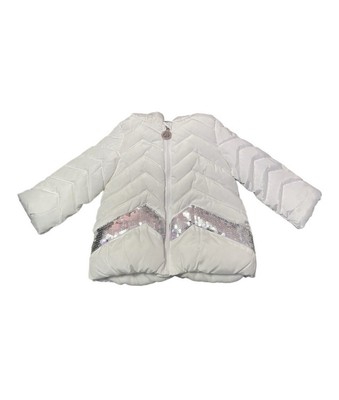 DKNY Jacket Girls 18 Months White Silver Hooded Puffer Baby