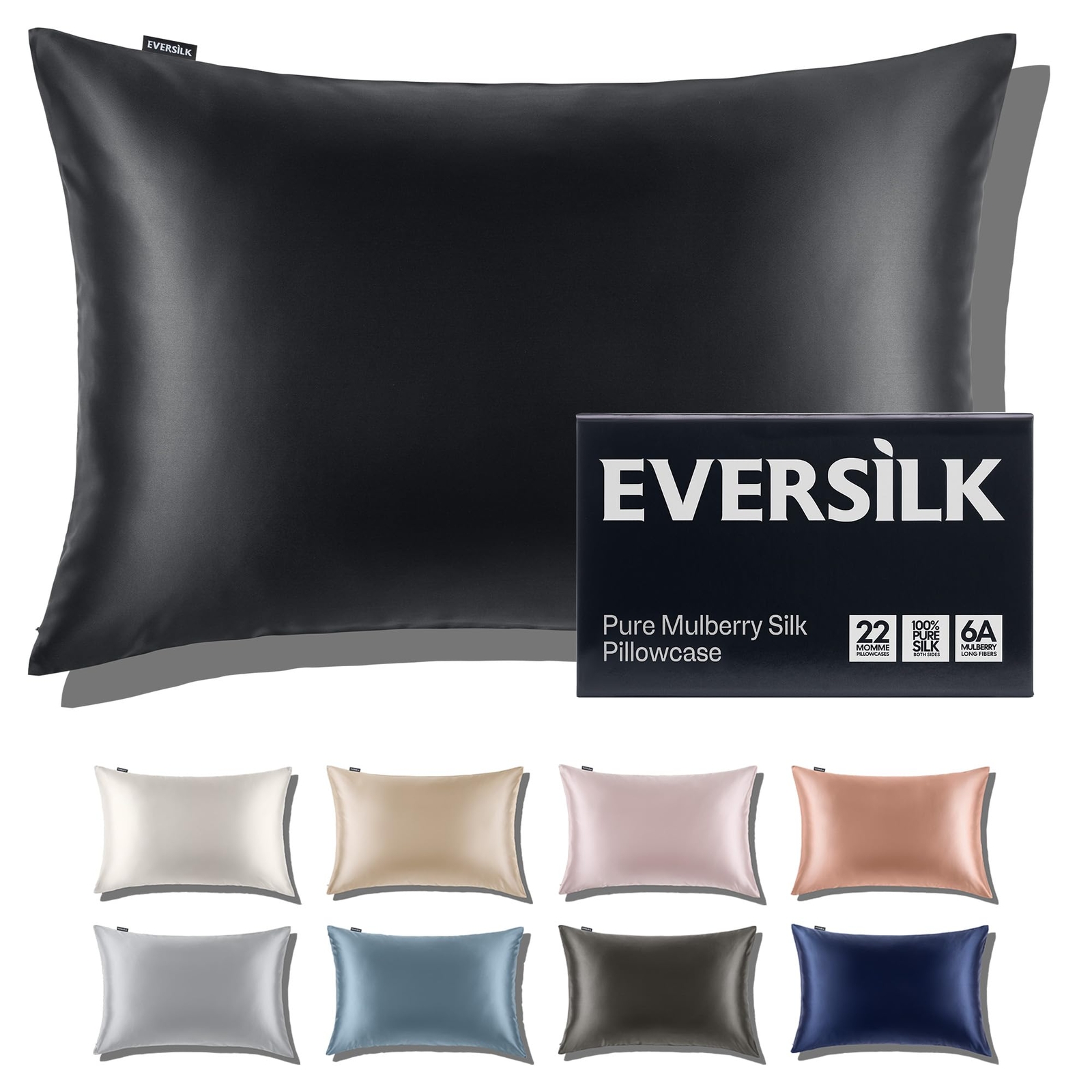 EVERSILK Silk Pillowcase for Hair and Skin 100% Mulberry Silk - 22 Momme Silk...-image