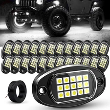 24 Pods Pure White LED Rock Lights, Underbody Underglow Light Kits for Car Truck