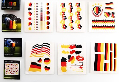 Deutschland Fanartikel Nagellack Schminkstift Lippenstift Tattoo Nagelsticker