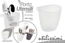 PORTA UTENSILI PER BARRA CUCINA CONTENITORE MESTOLI POSATE PENSILE 12*13*12cm
