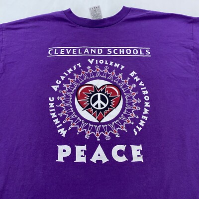 vintage 90s CLEVELAND SCHOOLS WINNING AGAISNT VIOLENT ENVIRONMENT PET-Shirt L/XL