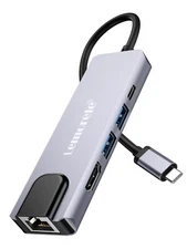 Lemorele Adaptador Hub 5-in-1 USB 2.0/3.0, 4K HDMI, PD 100w，RJ45 network port