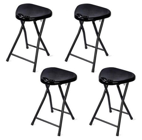 4-Pack Portable Foldable Stools Small Collapsible Skinny Stool with Handle Black - Picture 6 of 11