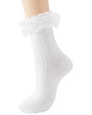 Ruffle Socks Woman Double Lace Anklet Frilly Socks for Women Cute Breathable ...