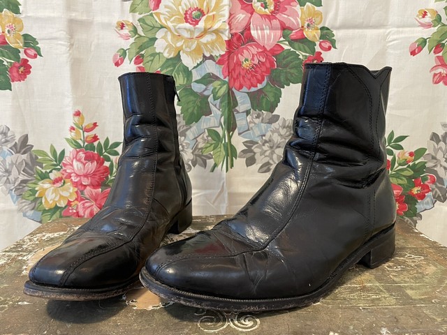 Black Leather Side Zip Ankle BOOTS Size 