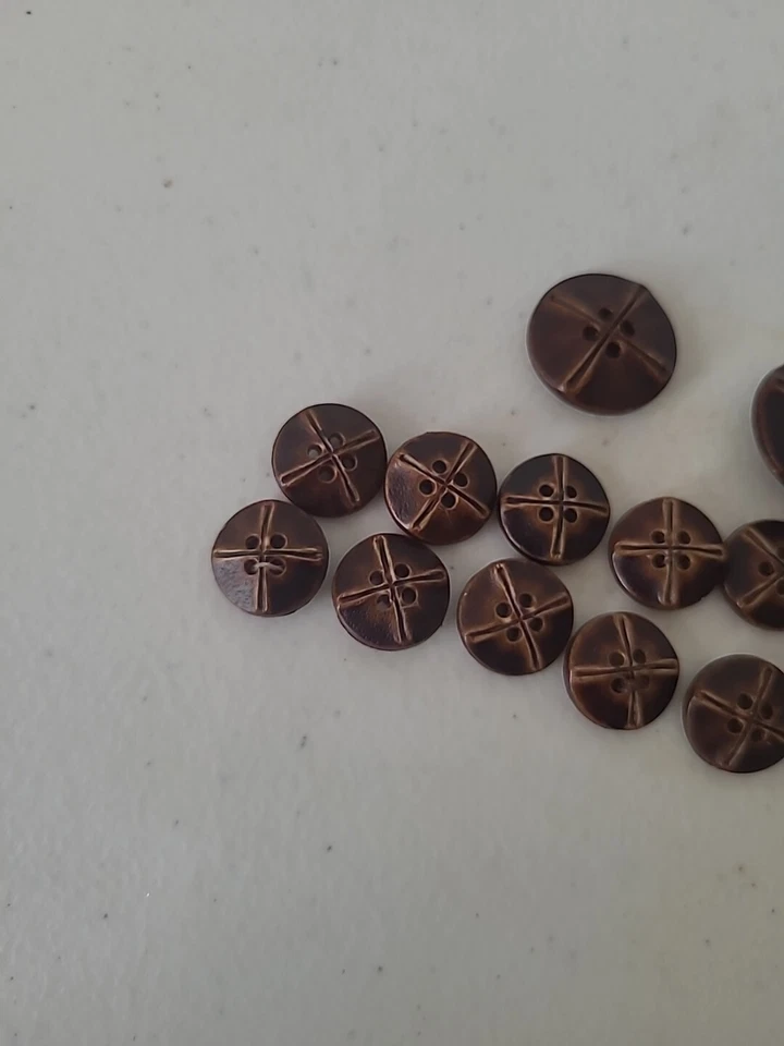 Conjunto De Colección De 16 Botones Traje Blazer Chaqueta 4 Agujeros Look Madera Marrón Foto 4 de 4