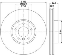 2X Hella 8DD 355 129-291 Bremsscheibe FüR BMW