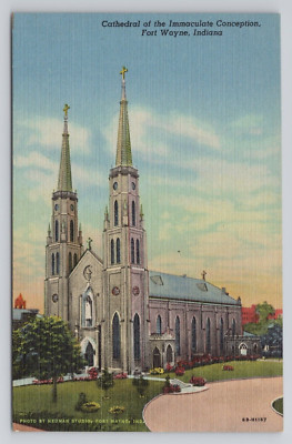 Postcard Cathedral of The Immaculate Conception Fort Wayne Indiana