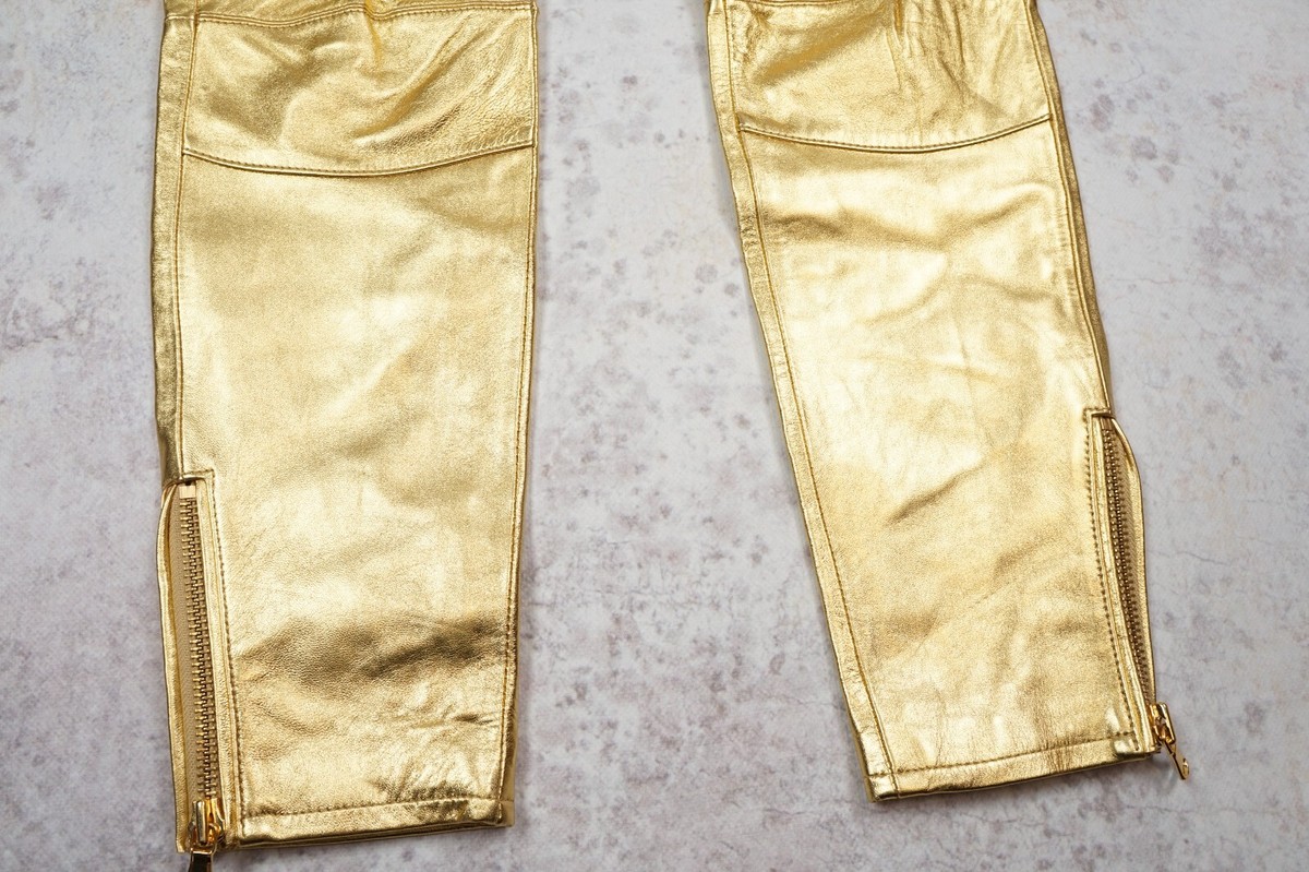 Moschino H&M H&MOSCHINO TV H&M HM Leather Pants Gold US2 US Moschino H&M H&MOSCHINO TV H&M HM Leather Pants Gold US2 US