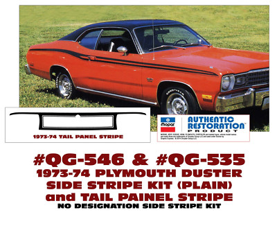 QG-546 & QG-535 1973 1974 PLYMOUTH DUSTER PLAIN SIDE & TAIL PANEL STRIPE DECAL