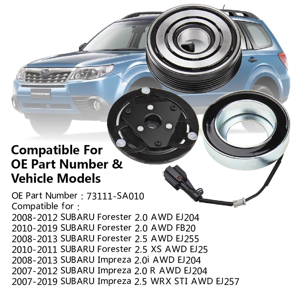 Kit de embrague compresor aire acondicionado 12 V CA para Subaru Impreza WRX STI 2008-2014 2,5 L Foto 2 de 4