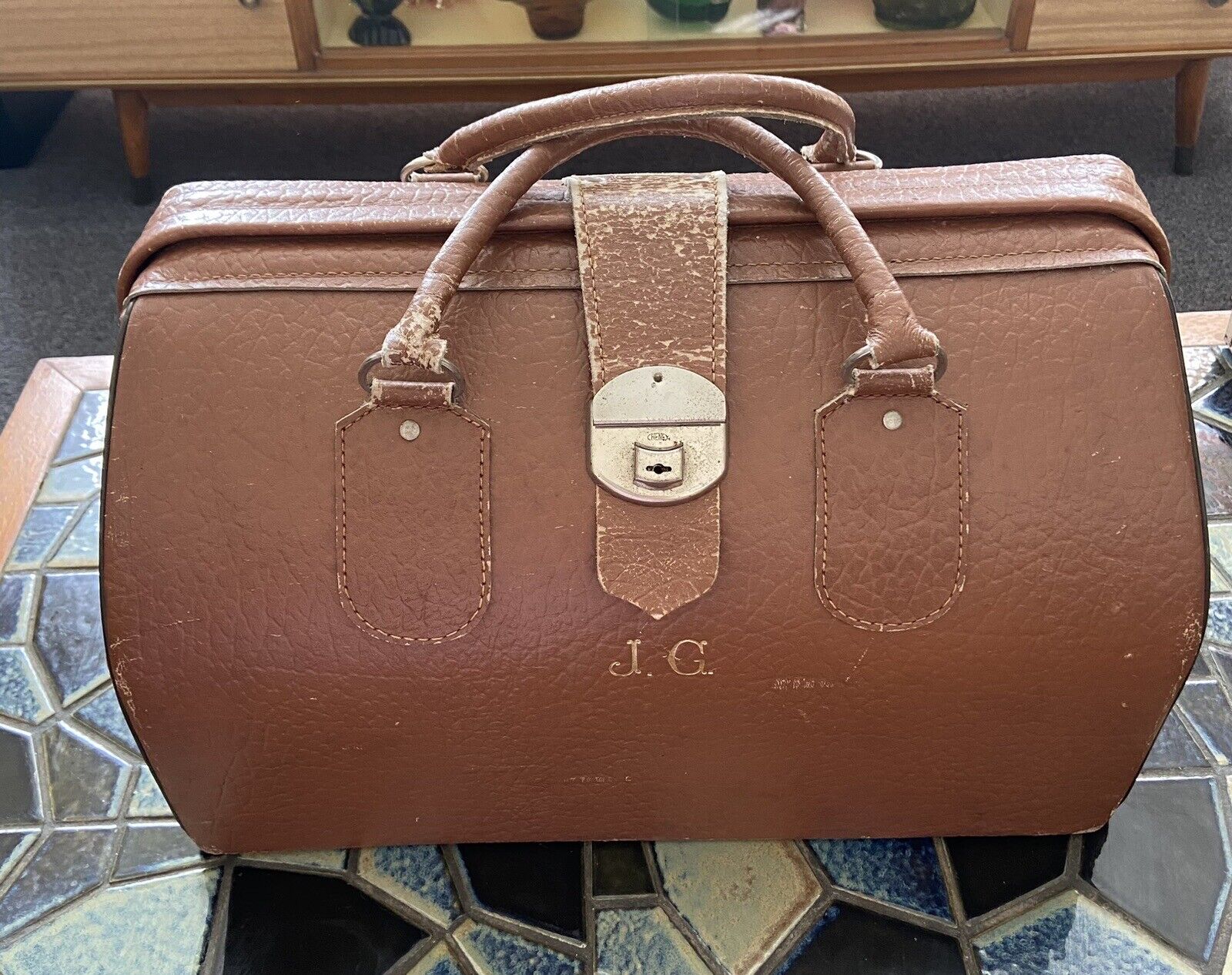 Vintage Antique Large Leather JG Gladstone Doctor… - image 1