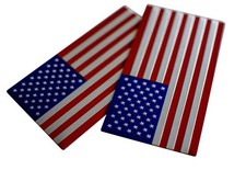  2 PACK 3D ALUMINUM American Flag Sticker Decal Emblem 3M HUGE 5"x2.75"