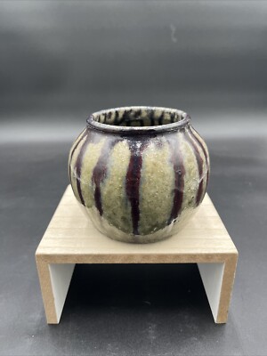 Studio Art Pottery Drip Glaze Brown Hand Crafted Signed By Strange 4 