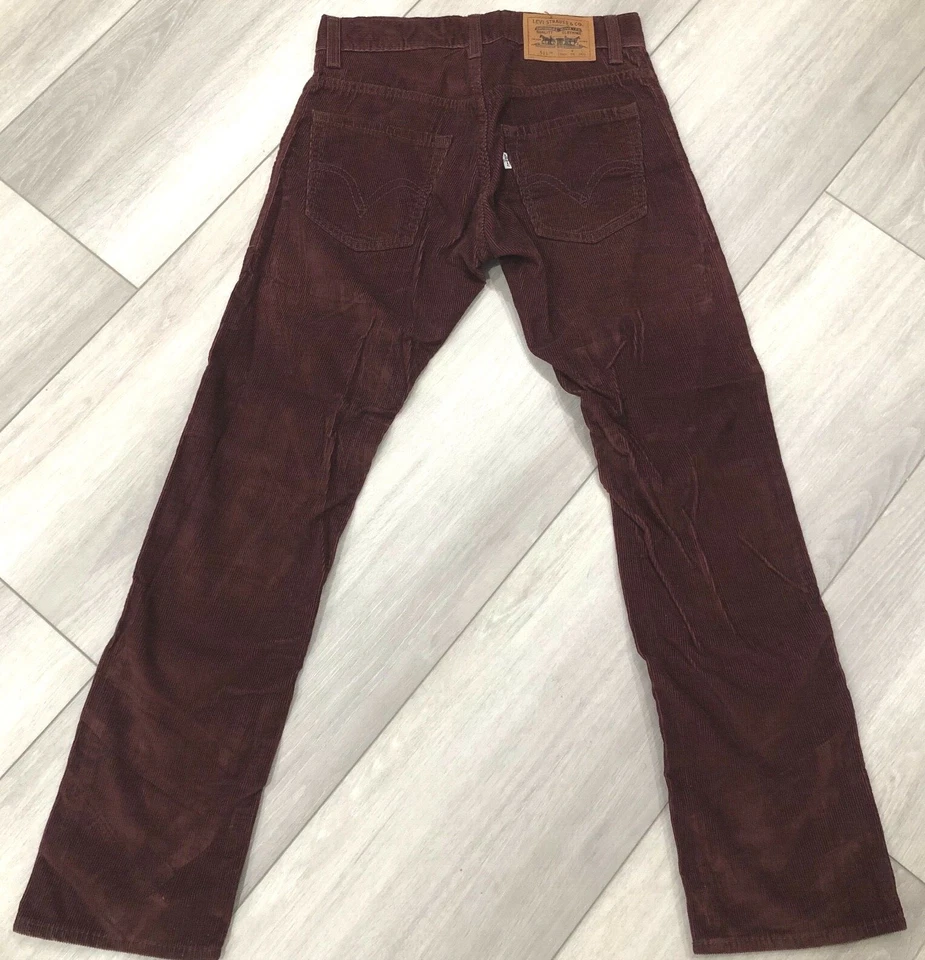 ¡NUEVO! Pantalón Levi's 511 flaco de pana para hombre color borgoña rojo granate 25x25 26x26,5 Foto 3 de 4