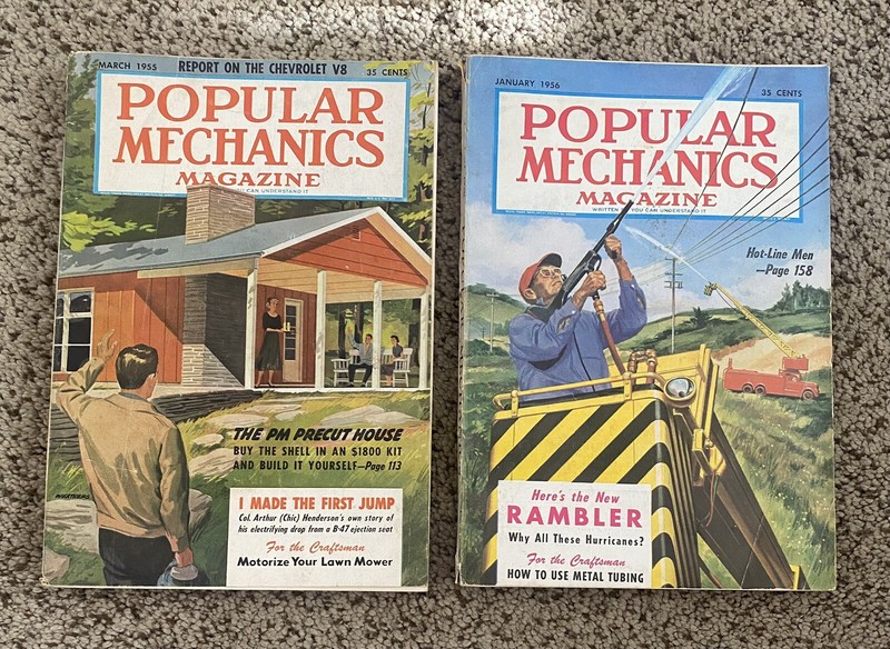 POPULAR MECHANICS Magazine Lot 2 ~ March 1955 + January 1956