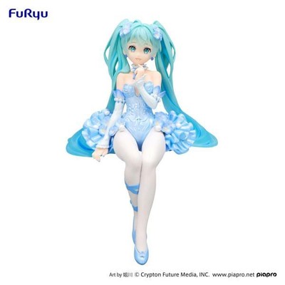Hatsune Miku Noodle Stopper PVC Statue Flower Fairy Nemophila Pail Blue Color Ve