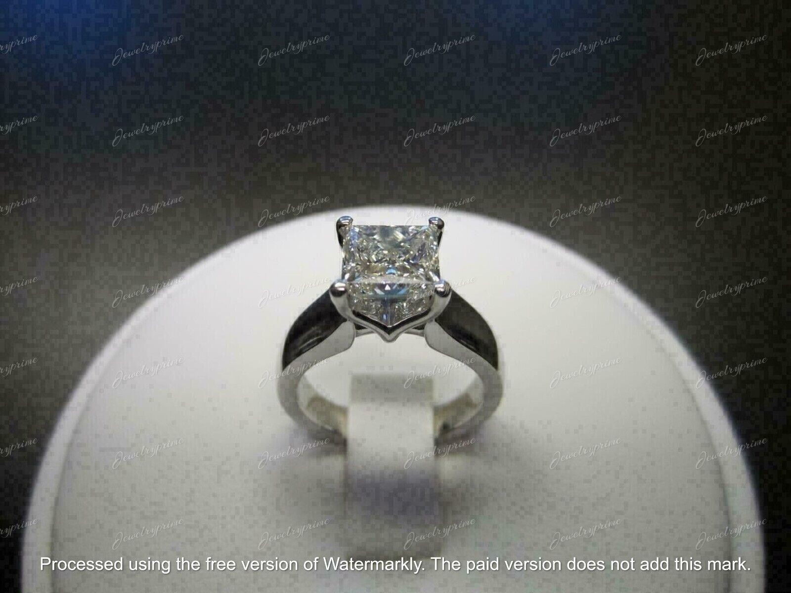 Engagement Ring 2Ct Princess Cut Diamond Lab Created Ring 14K White Gold Plated-image