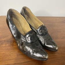 Antique Victorian black buckle Womens shoes 1940 1930 s