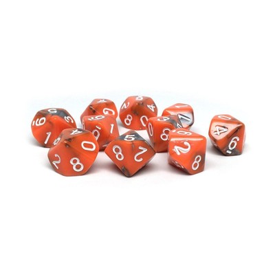 Easy Roller Dice d10 Orange and Grey Granite w/White (10) New