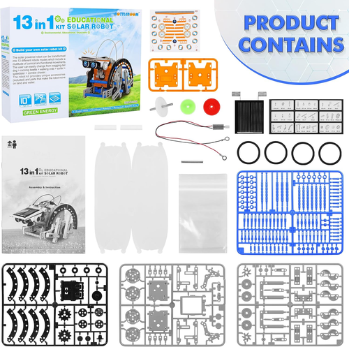 13-In-1 Solar Power Robot Building Kit for Kids Ages 8-12, DIY Science Toy - Picture 7 of 12