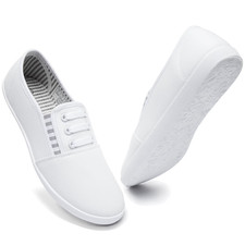   Women's Canvas Slip On Shoes Sneakers for Women Fashion Comfortable White 9  