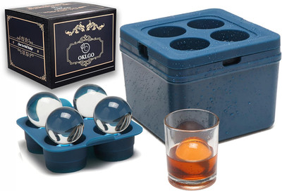 Clear Ice Ball Maker Tray - 2 Inch Ice Cube Maker Mold4 Cavity Large Clear
