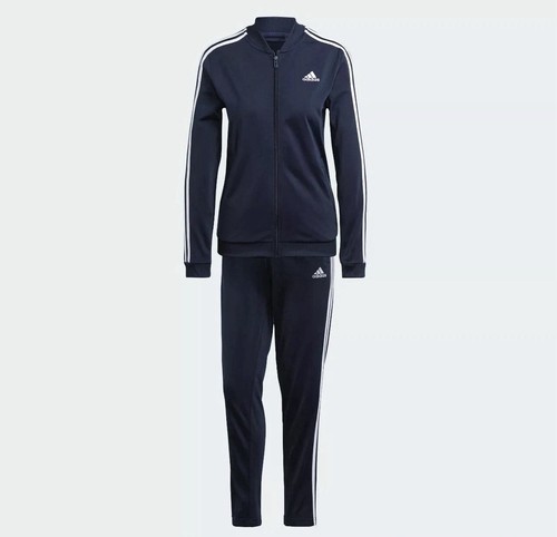 2 pc Adidas Women’s ESSENTIALS 3-STRIPES TRACK SUIT In Legend Ink New Size : L