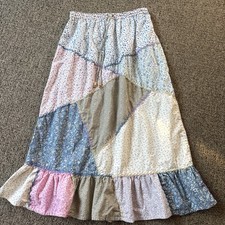 Blue Sky Fair Trade Boho Hippie Embroidered Patchwork Maxi Skirt Y2K VTG - Sz M