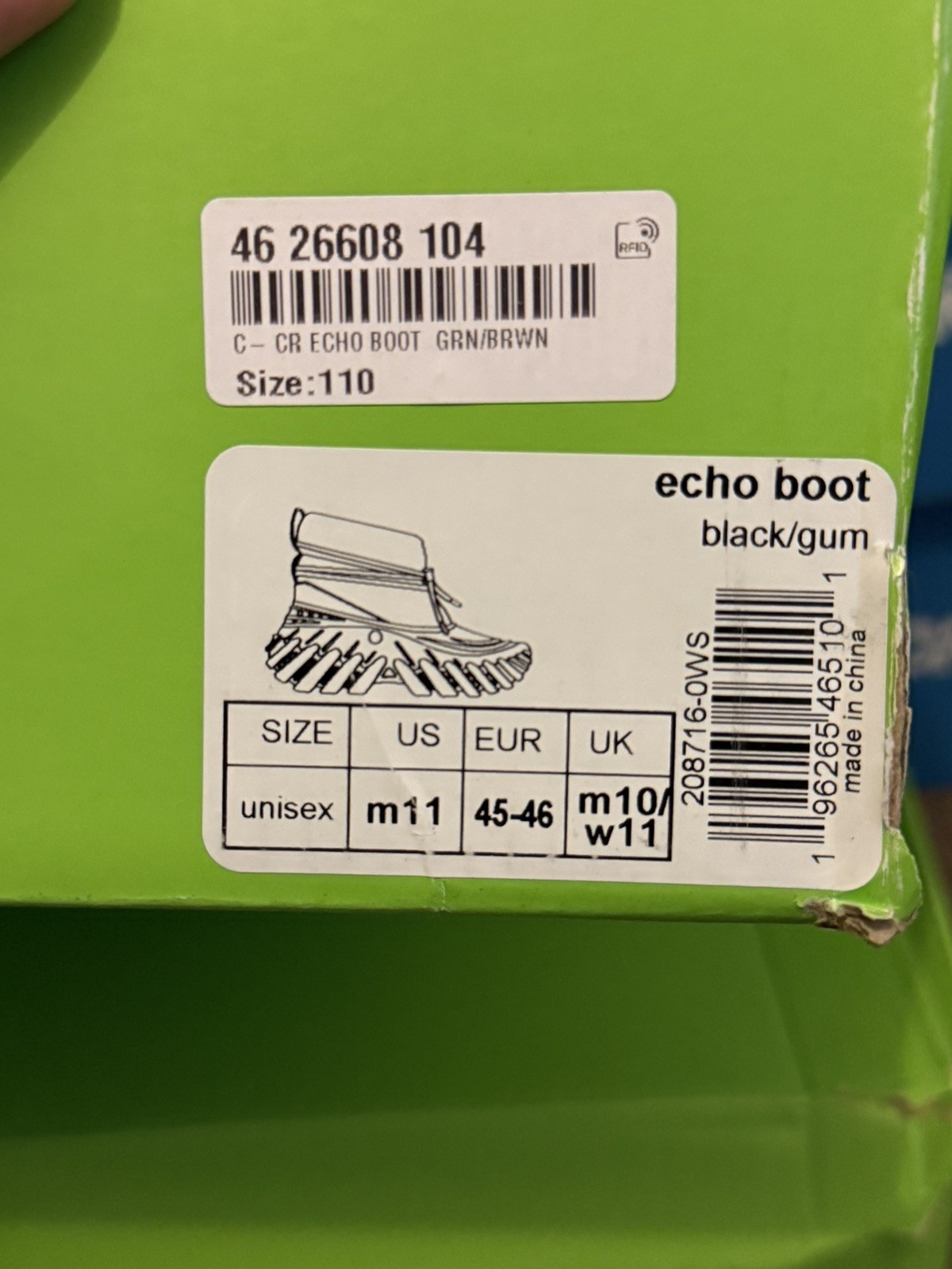 Crocs Echo Boots Unisex Insulated Black Gum Uk Size 7 New & Boxed £115RRP image 9