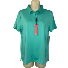 Redvanly Women's Housekeeping Polo Performance Golf Stretch Blue Turquoise L