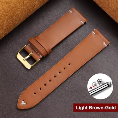 Retro Oil Wax Genuine Leather Watch Band 18 19 20 21 22 24mm Thin Cowhide Strap