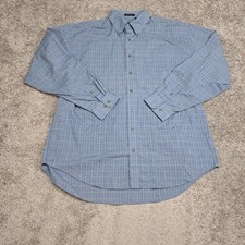 Van Heusen Mens XLT Blue Plaid Wrinkle Free Stain Shield Button Down Shirt