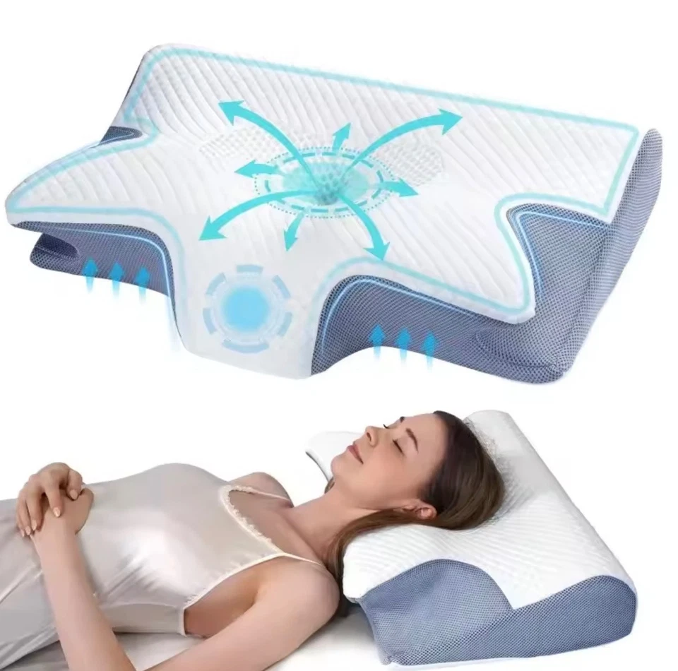 Oreiller en mousse à mémoire de forme cervicale ergonomique orthopédique sout... - Photo 3/4