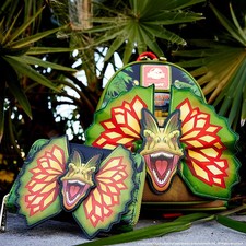 Mini mochila y billetera Loungefly Jurassic Park Dilophosaurus 30 aniversario