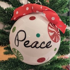 Peace Glass Christmas Ornament