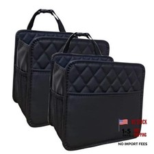 Car Seat Back Organizer - Hanging PU Leather Car Storage Bag - Black B 2 Pack 