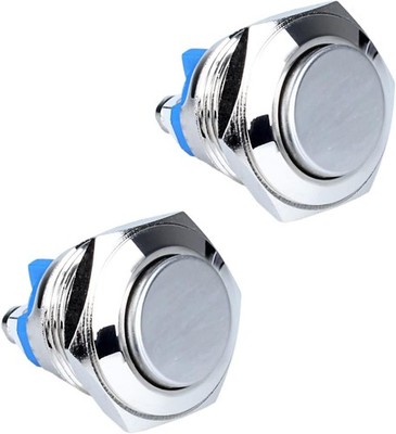 2 Pack 16mm Momentary Metal Waterproof Push Button Switch 5/8 Mounting Hole