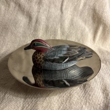 Holz bemalte Ente Miniatur klein 3 cm lang Figur Köder Mini