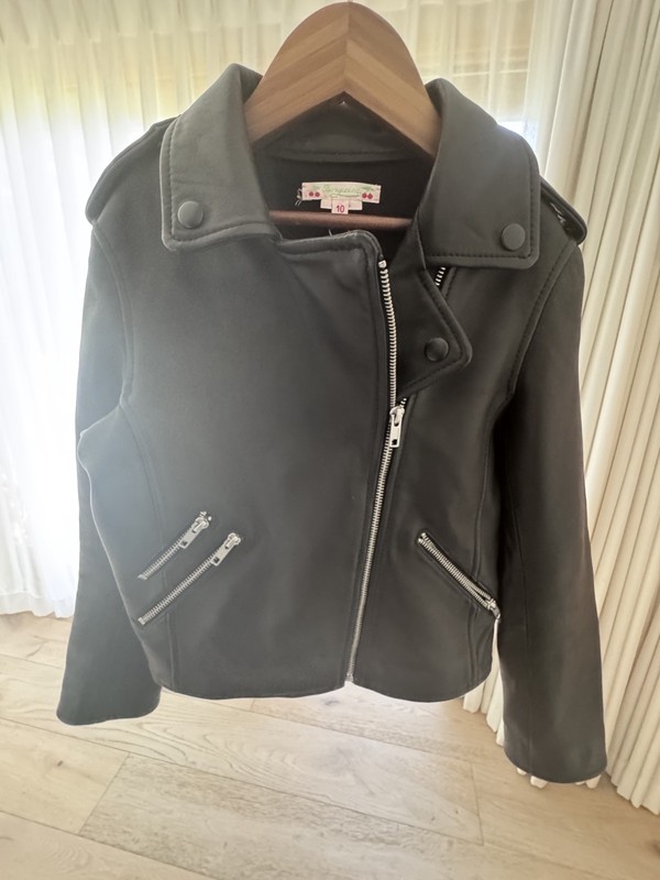Size 10y old Bonpoint Jacket Thelma, Black, lambskin, Exceptional