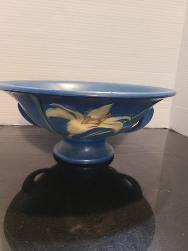 Roseville Blue Zephyr Lily Bowl Vase #8-10" from 1940's