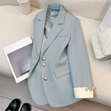 Women Office Lady Blazers Casual Single Breasted Chic Notched Suit Jacket Basic
