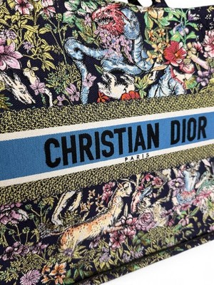 CHRISTIAN DIOR D Constellation Embroidery Book Tote Large Navy