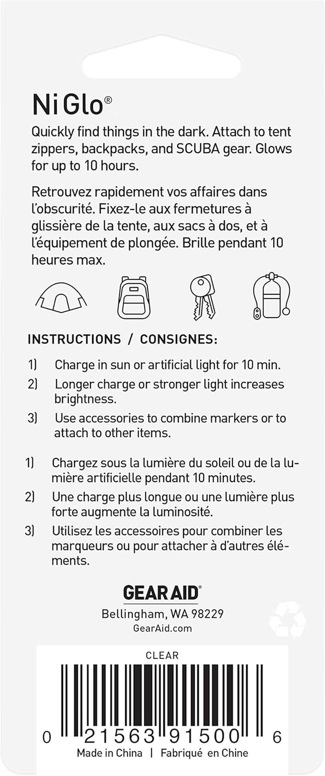 Ni Glo 2” UV Rechargeable Glowing Keychain, Glow-In-The-Dark Accessory for Keys,